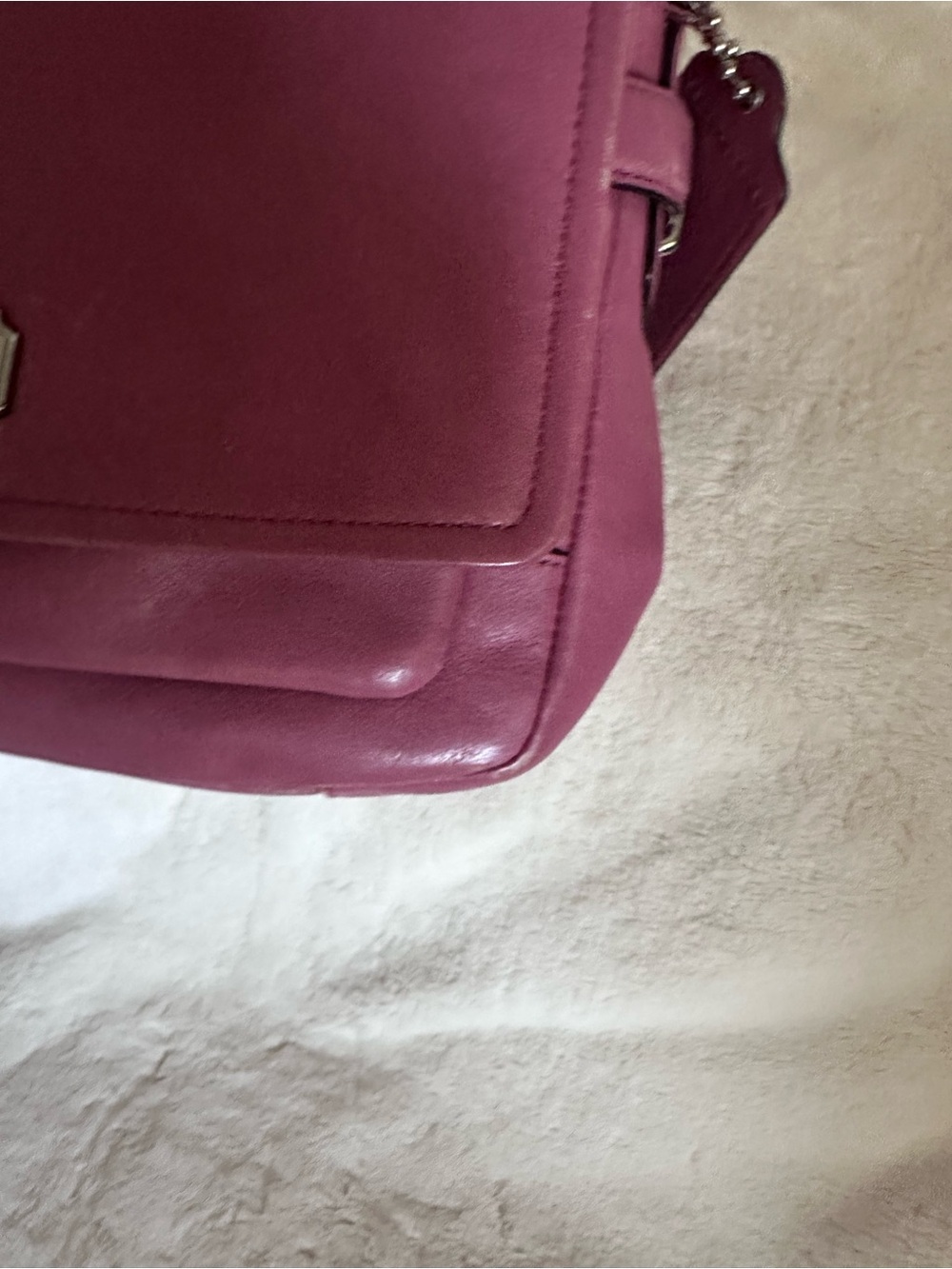 Coach Pink Leather Shoulder Bag with Silver Chain Strap - Picture 12 of 15